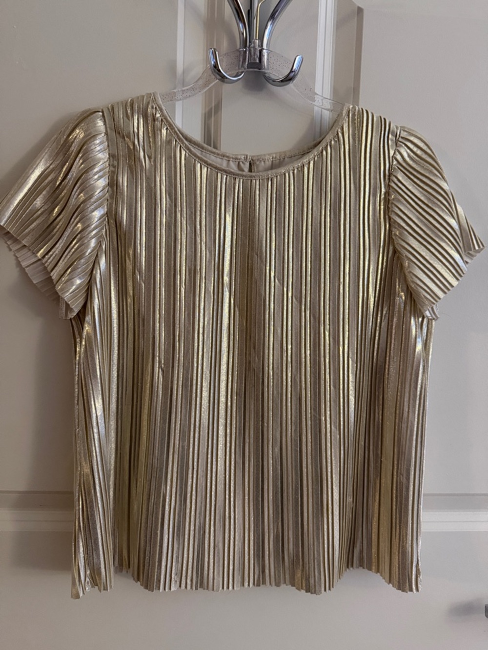 Cat & Jack Metallic Gold Pleated Short Sleeve Tee